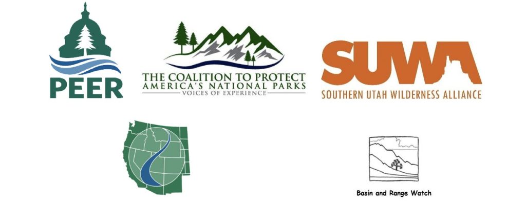 Coalition to Protect America’s National Parks Southern Utah Wilderness Alliance Western Watersheds Project Basin and Range Watch Logos